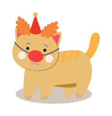 Set of cheerful circus playing cats illustration. 