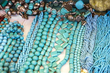 Turquoise bead necklaces, ornamental decoration jewelery