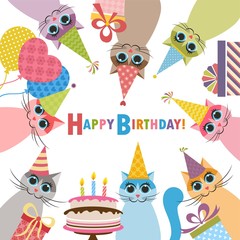 Birthday card with funny cats