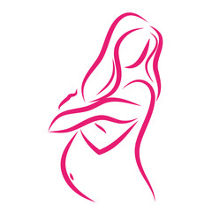 kobieta w ciąży logo wektor - obrazy, fototapety, plakaty