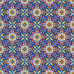 Talavera ?oblana Mexican seamless pattern