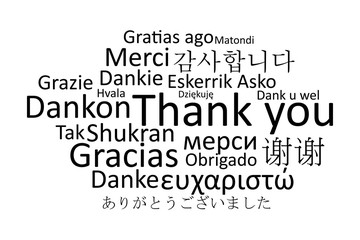 Black thank you in different languages vector