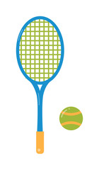 Tennis ball and racket flat illustration