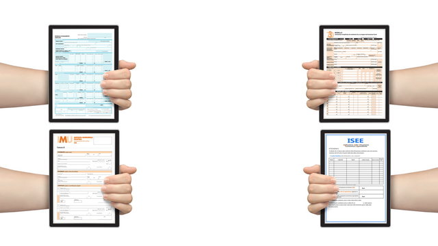 hand hold tablet electronic  tax form