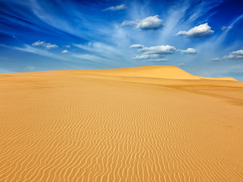 Desert sand dunes on sunrise © Dmitry Rukhlenko