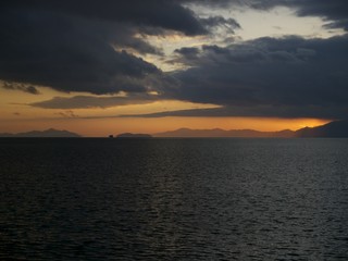 Fototapeta premium Sunset Scene of Lake Biwa from Nagahama Port,Nagahama/Shiga,Japan