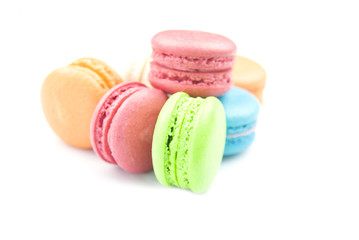 Colorful macaroon on white background