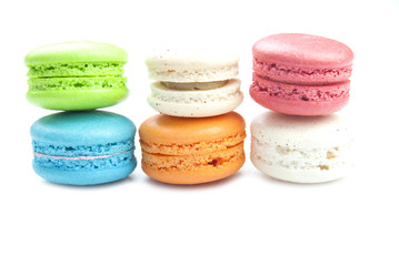 Colorful macaroon on white background
