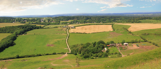 Fototapeta premium Hügelige Landschaft und grüne Felder, Dorset