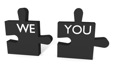 Black Puzzle, we and you on white background