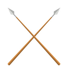 History lance tool two crossed ancient spears flat vector illustration. 