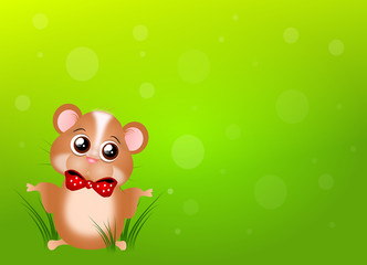 Fototapeta premium Cute hamster on green background