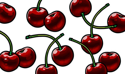 Illustration of cherries on white background