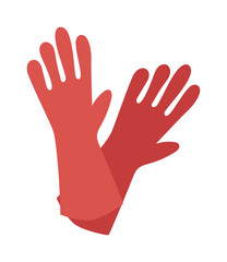 Obraz premium Rubber red gloves cartoon flat icon vector illustration. 