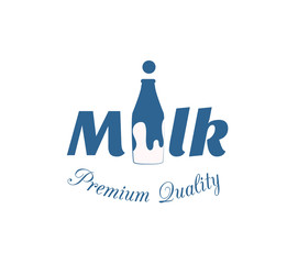 Milk cow logo badge vector template, some nature drinks label with sample text