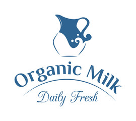 Milk cow logo badge vector template, some nature drinks label with sample text