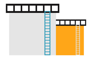 Two big industrial oil tanks in a refinery fuel industry container flat vector illustration.