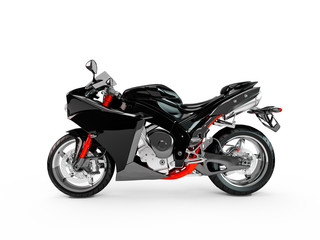 Fototapeta na wymiar Black motorcycle isolated on a white background.