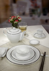 Ceramic tableware on the table