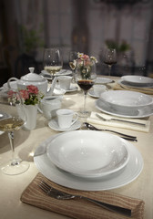 Ceramic tableware on the table