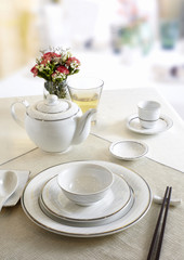 Ceramic tableware on the table