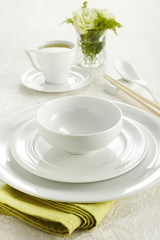 Ceramic tableware on the table