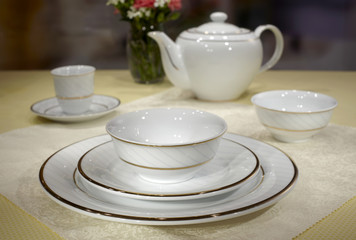 Ceramic tableware on the table
