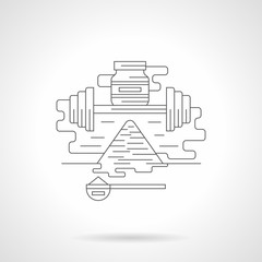Fitness supplies detailed flat line vector icon