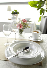 Ceramic tableware on the table