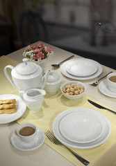 Ceramic tableware on the table