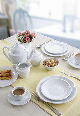 Ceramic tableware on the table