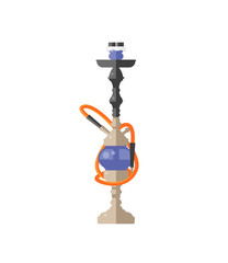 Colorful modern smoke hookah flat vector illustration isolated on white background. 