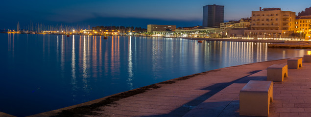 Panorama of west coast Split, Croatia. / Newly renovated west coast is very attractive for tourists. Long exposure.