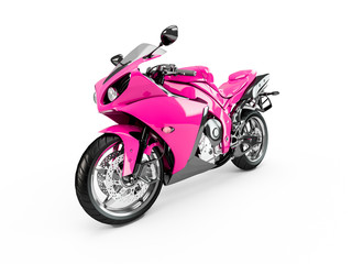 Fototapeta na wymiar Deep Pink motorcycle isolated on a white background