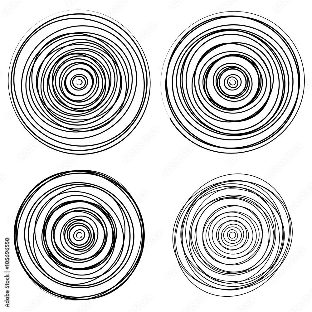Fototapete set of dandom intersecting, tangled circles - squiggle elements