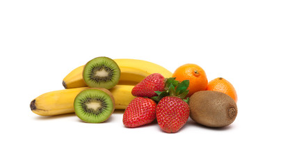 berries and fresh fruit isolated on white background
