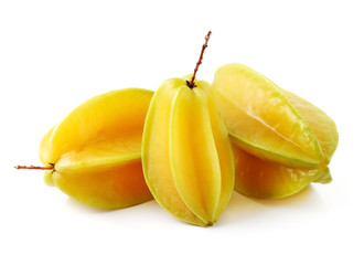carambolas - starfruits isolated on white background