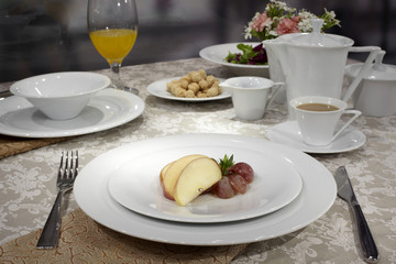 Ceramic tableware on the table