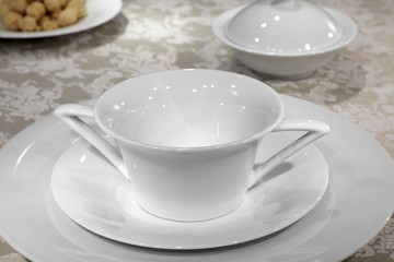 Ceramic tableware on the table