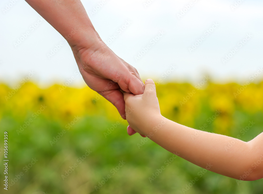 Wall mural Hands of mother and daughter