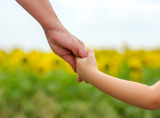 Hands of mother and daughter