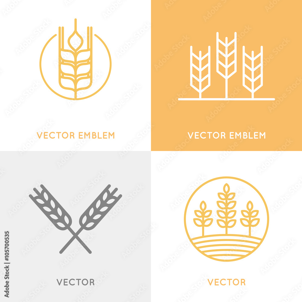 Poster vector set of logo design templates in trendy linear style