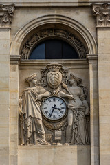 Architectural fragment of Sorbonne edifice. Paris, France.