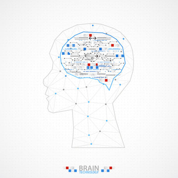 Creative brain concept background with triangular grid.