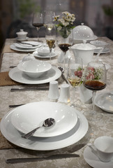 Ceramic tableware on the table