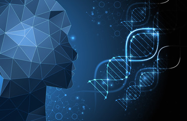 Science template, wallpaper or banner with a DNA molecules.