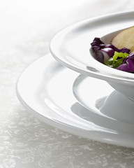 Ceramic tableware on the table