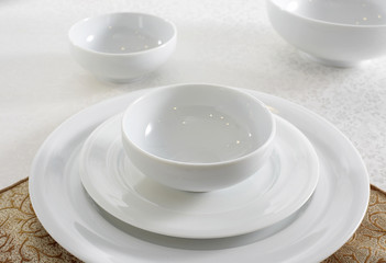 Ceramic tableware on the table