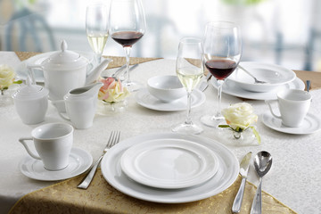 Ceramic tableware on the table