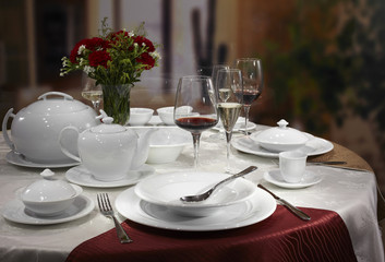 Ceramic tableware on the table